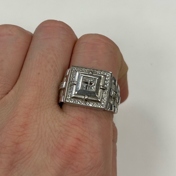 Suzy Levian Unisex Sterling Silver White CZ Ring Size #9.5 Sample - Picture 3 of 8